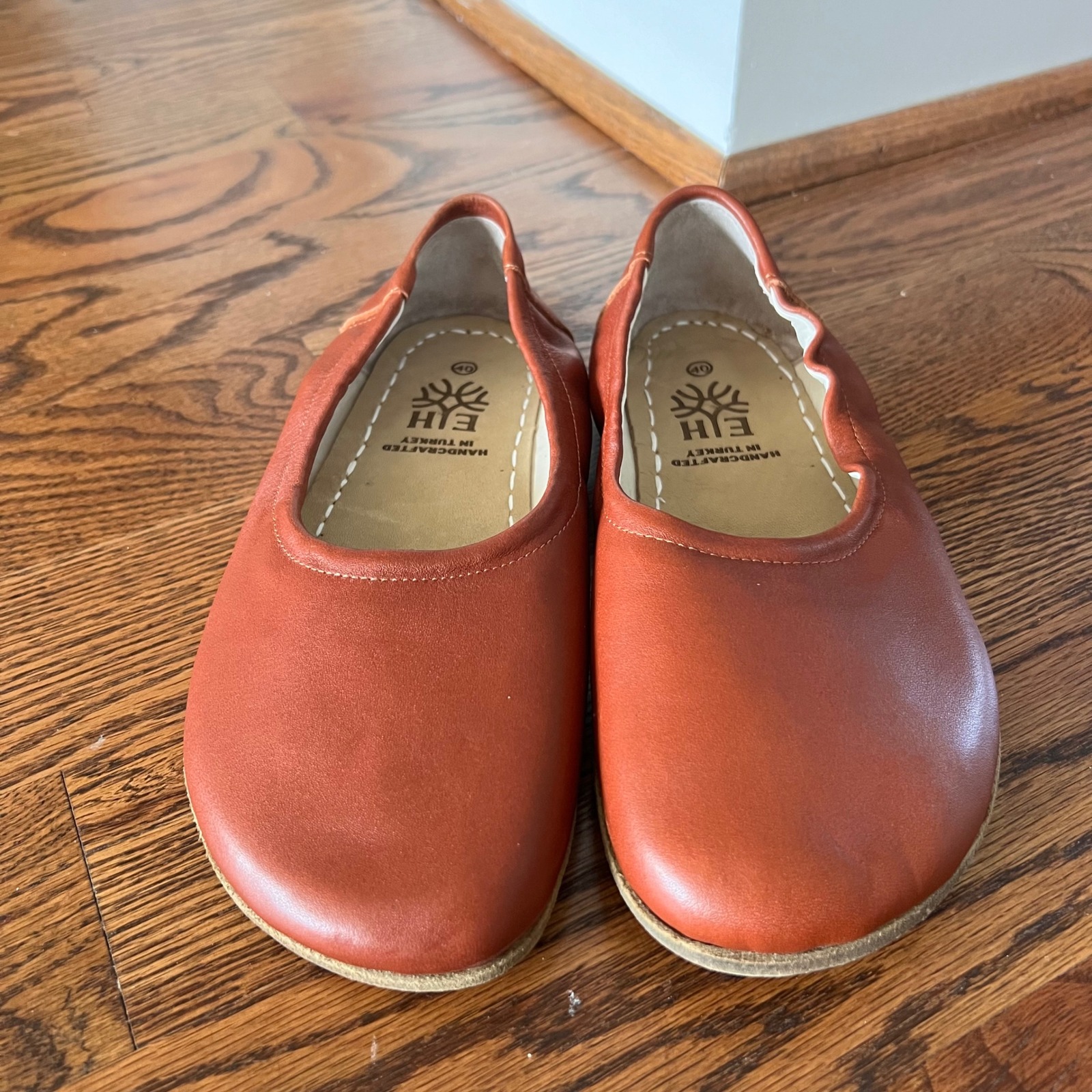 Earthing Harmony Barefoot Leather Ballet Flats Handcrafted Turkey Cognac Sz 40 — image 4 of 8